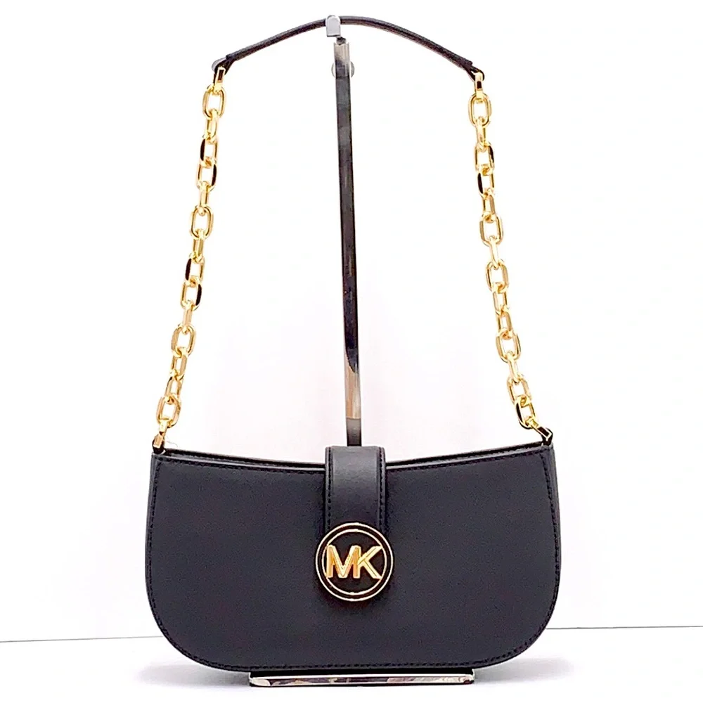 MICHAEL KORS Carmen Small Shoulder Pochette Bag Black NWT